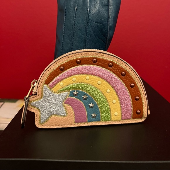 Coach Accessories - 🌈⭐️Sparkling Coach Shooting Star Rainbow Coin Pouch NWOT 🌈⭐️
